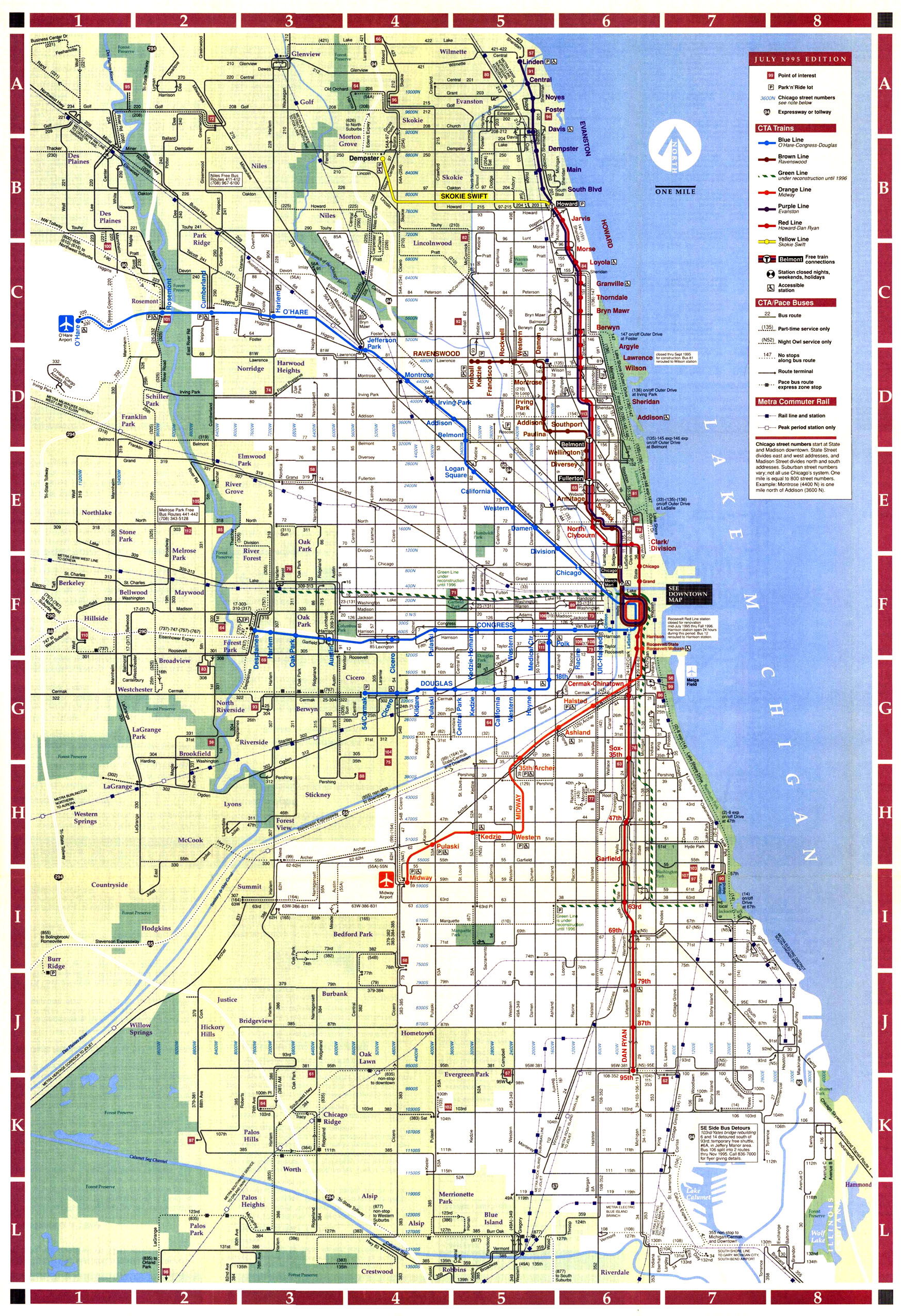 Chicago ''L''.org: System Maps - Route Maps