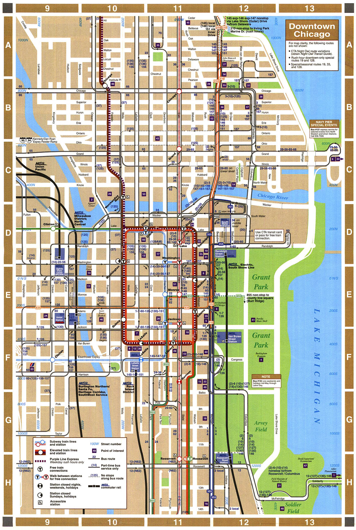 Downtown Chicago Street Map Printable